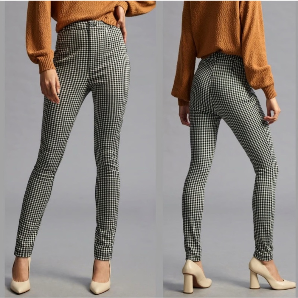 Maeve by Anthropologie Black & White Plaid Skinny Pants Leggings Size 12